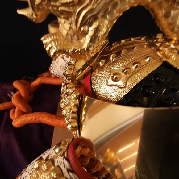 Vintage 1980s Japanese Samurai Kabuto Armor Helmet Dragon Deco Kabuto size 10.5" - Picture 13 of 16